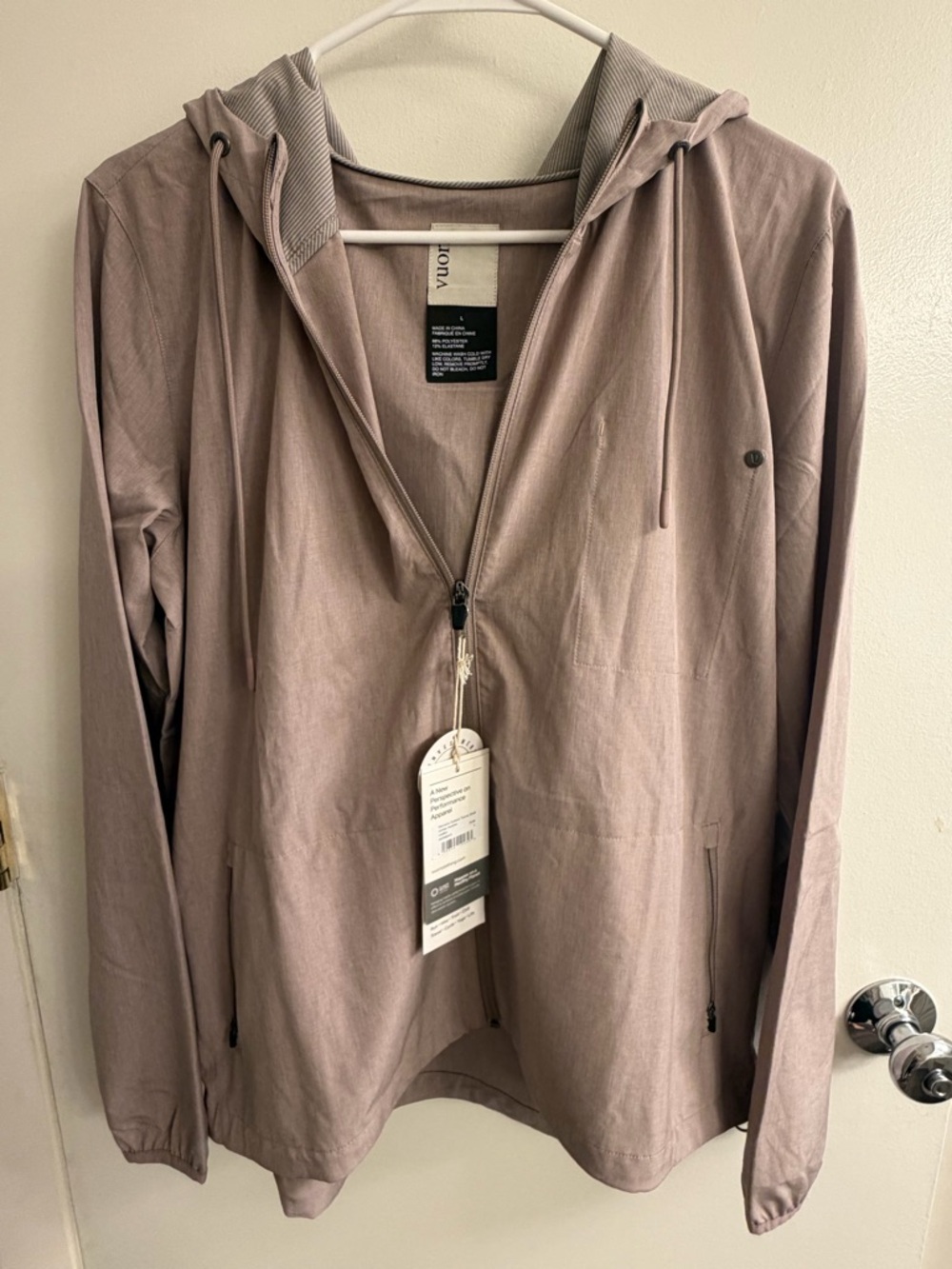 Vuori Hooded Zip Pullover in Mauve-Taupe